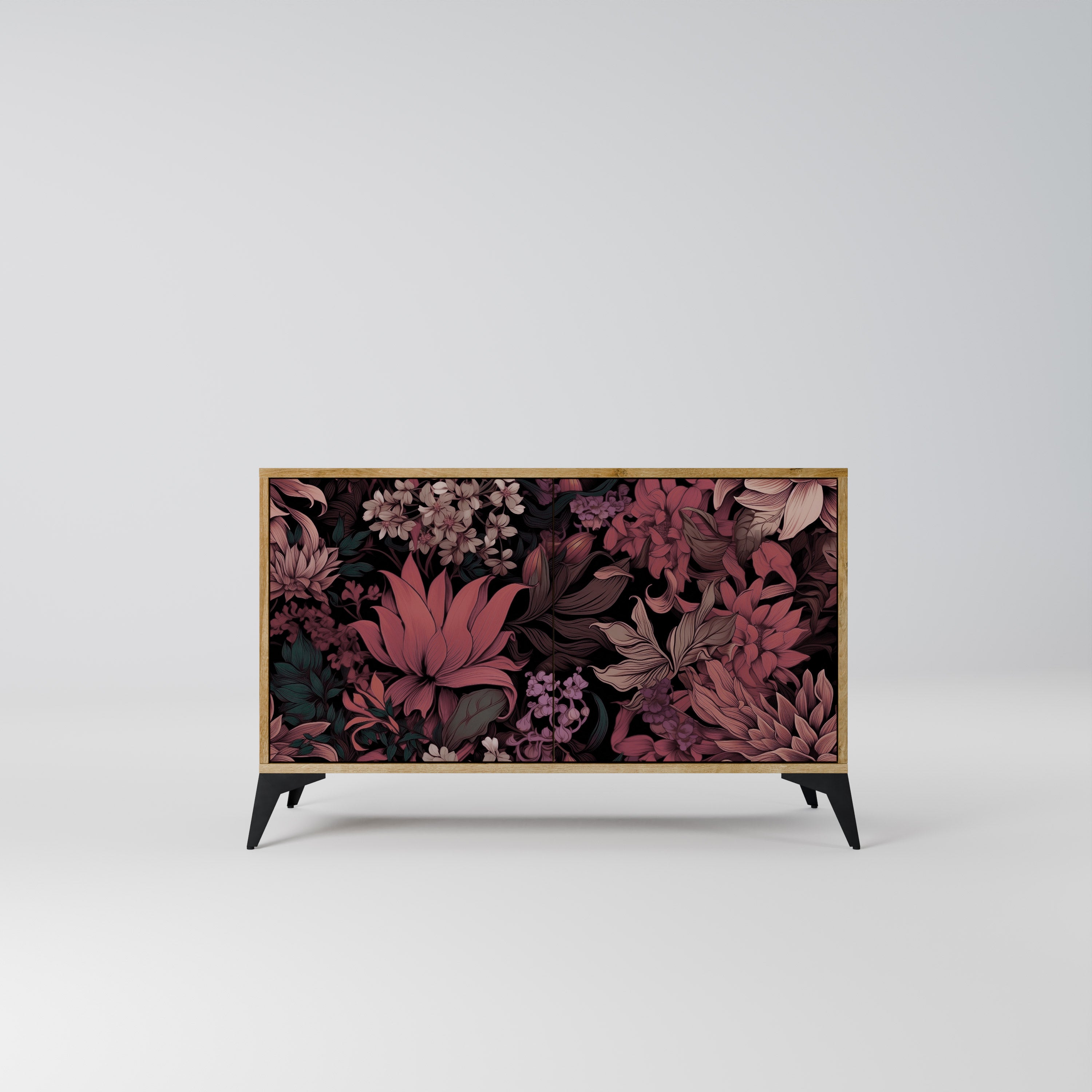 FLORAL WHISPER 2-dörrars skänk i ekeffekt