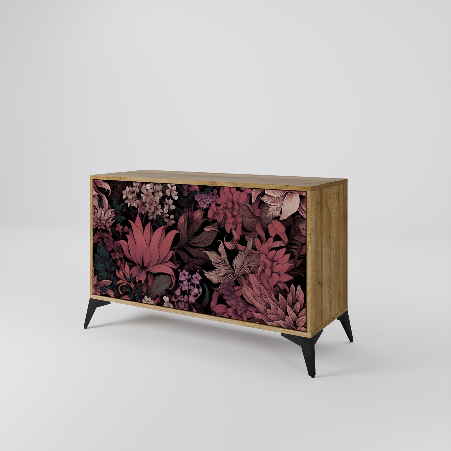FLORAL WHISPER 2-dörrars skänk i ekeffekt