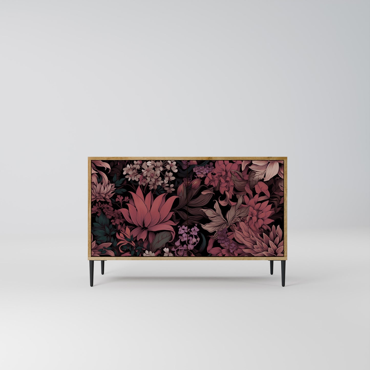 FLORAL WHISPER 2-dörrars skänk i ekeffekt
