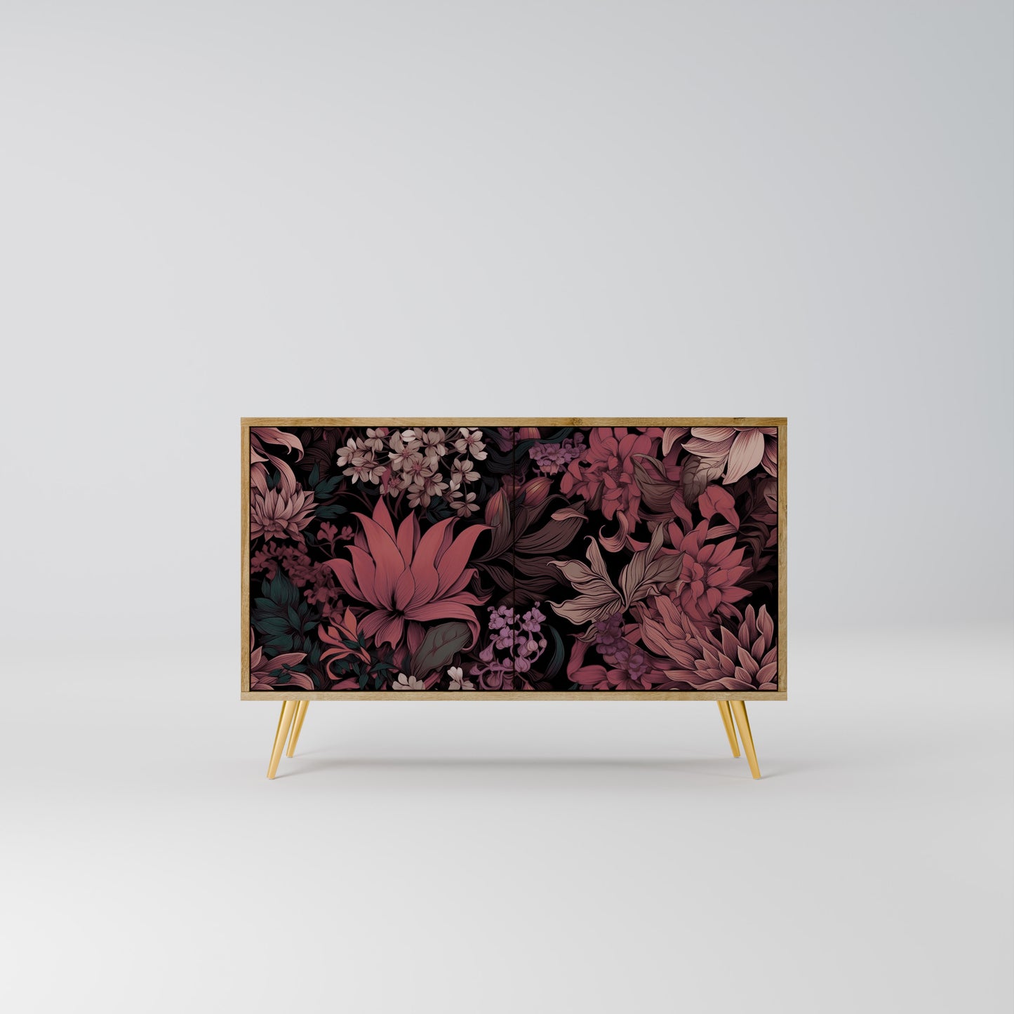 FLORAL WHISPER 2-dörrars skänk i ekeffekt