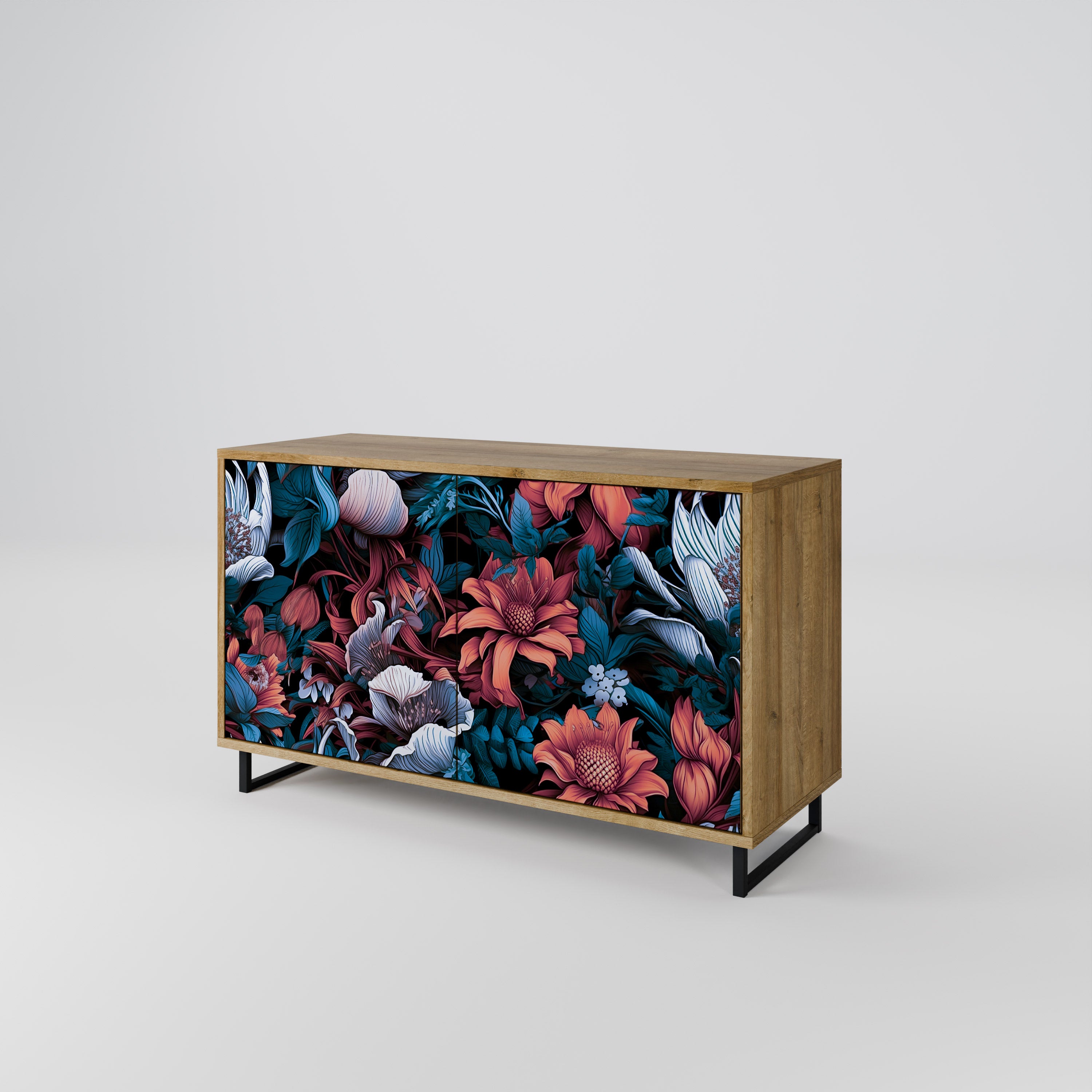 ETHEREAL BLOSSOMS 2-dörrars skänk i ekeffekt