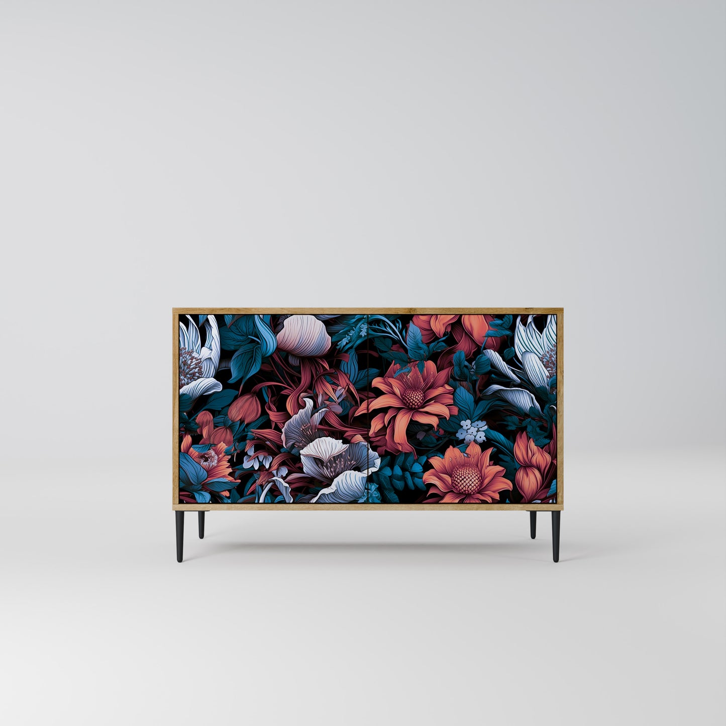 ETHEREAL BLOSSOMS 2-dörrars skänk i ekeffekt