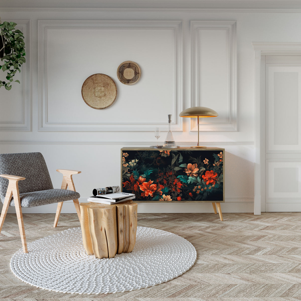 IMAGINARY BLOSSOM Skänk med två dörrar
