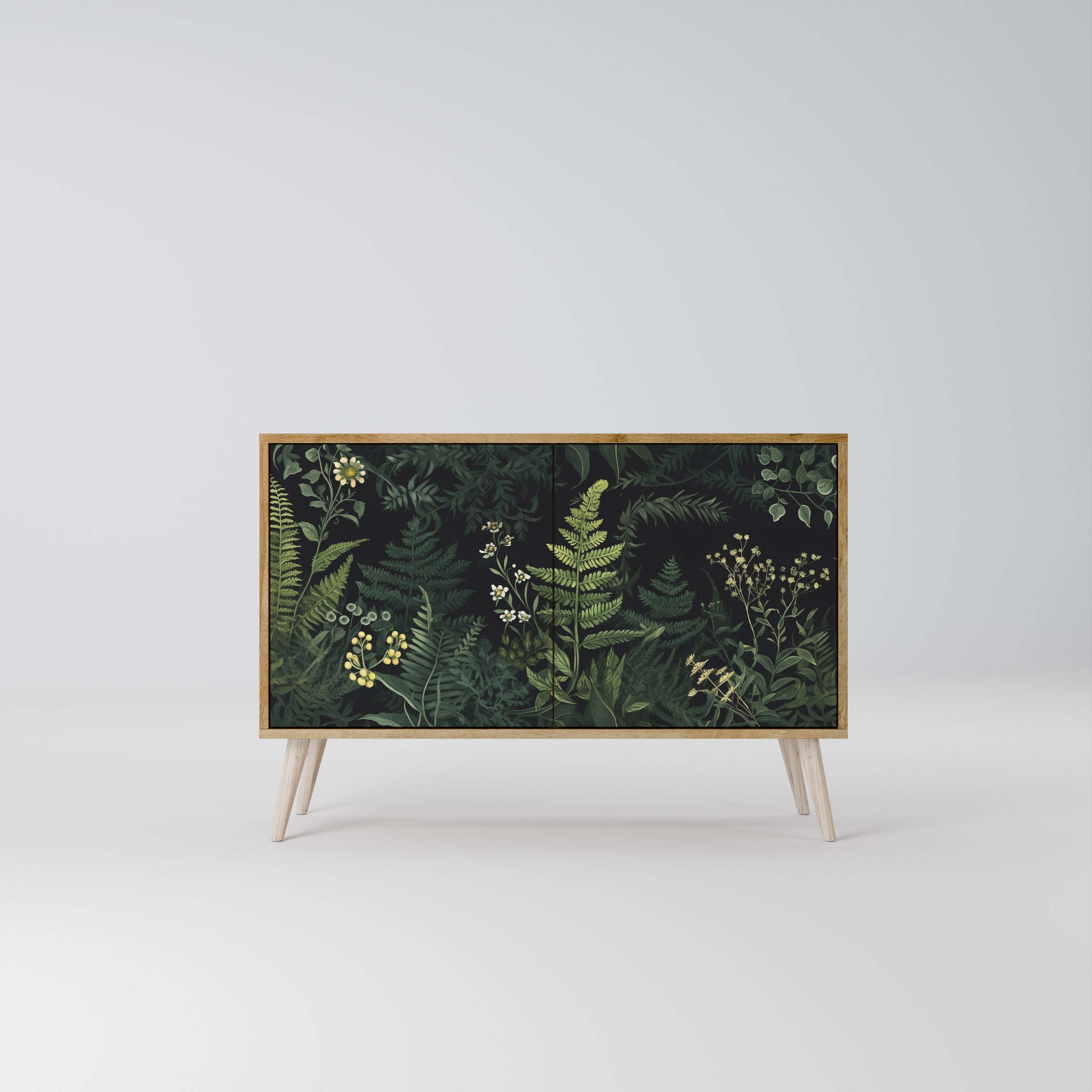 FERN FLOWERS 2-dörrars skänk i ekeffekt