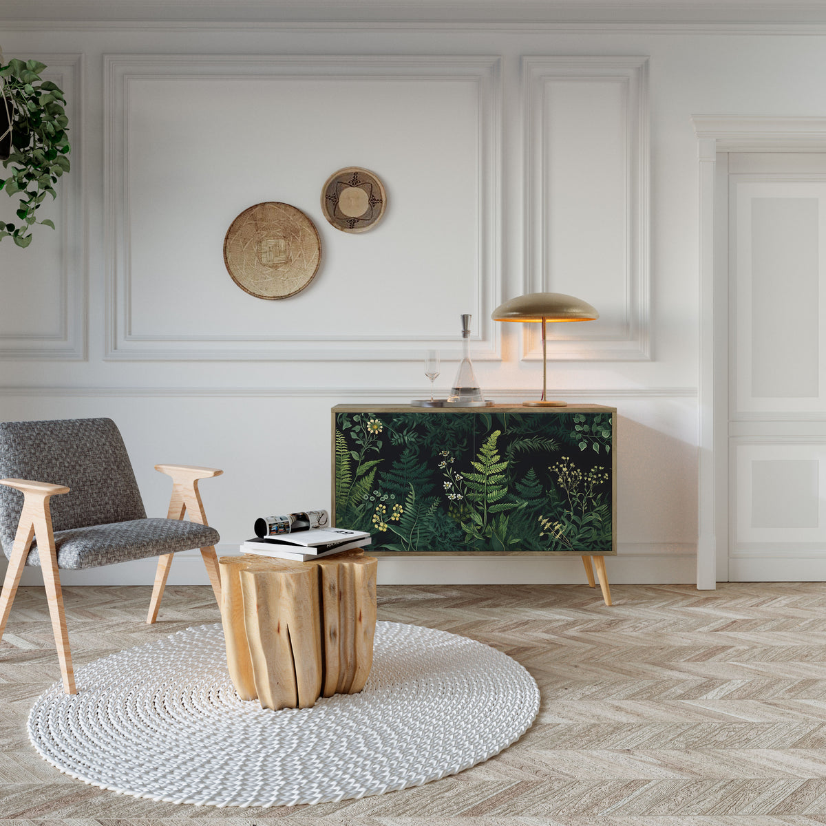 FERN FLOWERS Skänk med två dörrar