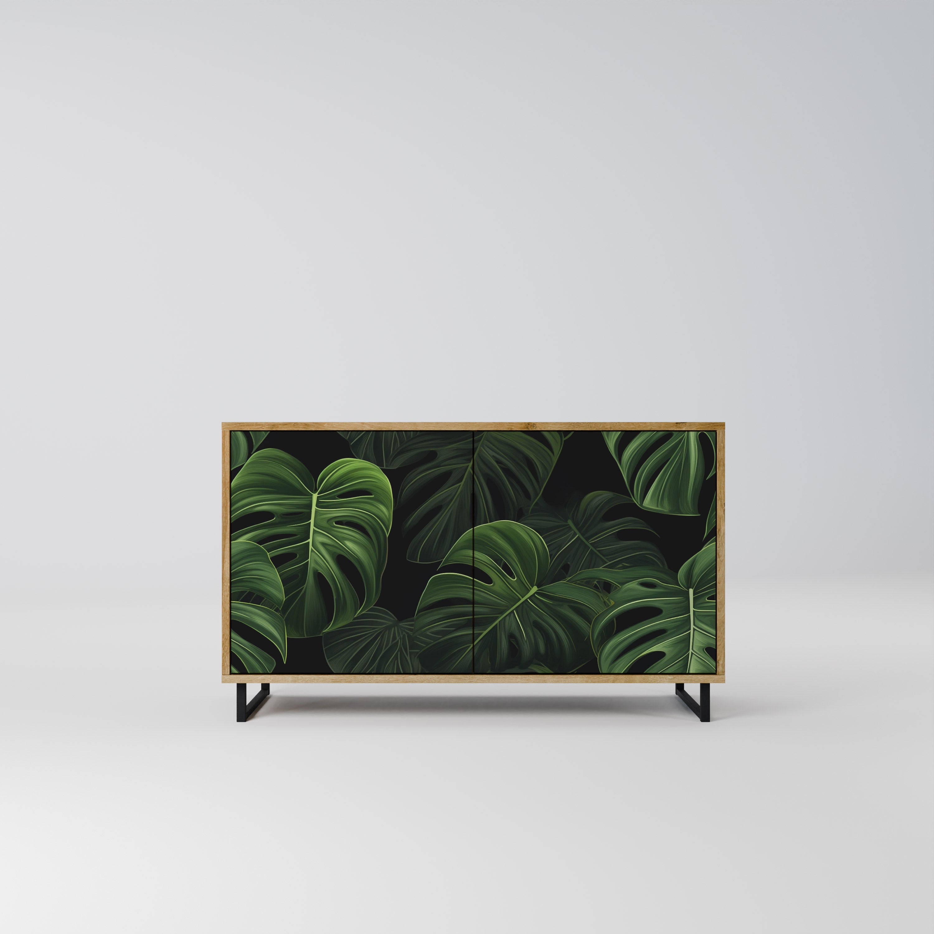 INFINITE MONSTERA 2-dörrars skänk i ekeffekt