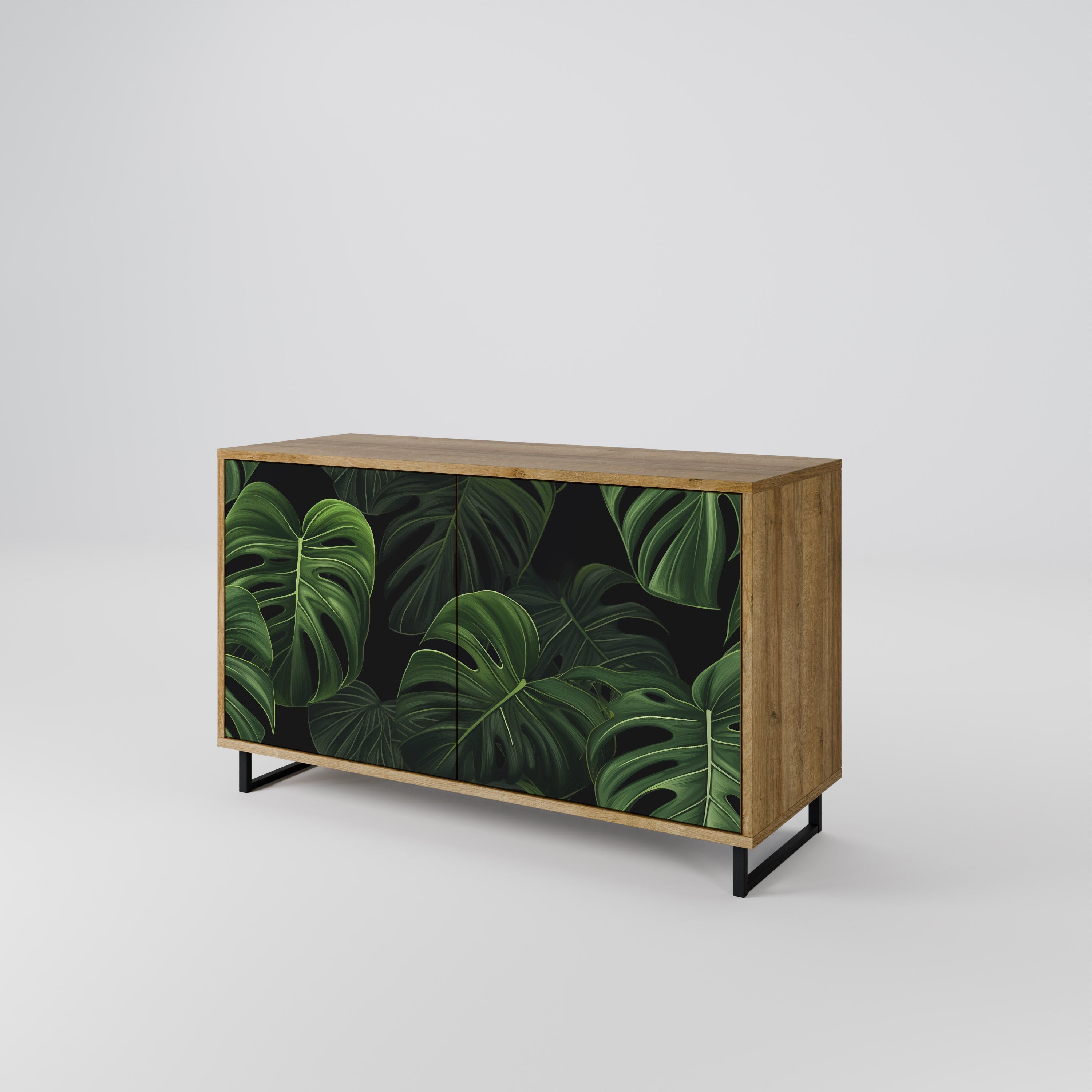 INFINITE MONSTERA 2-dörrars skänk i ekeffekt