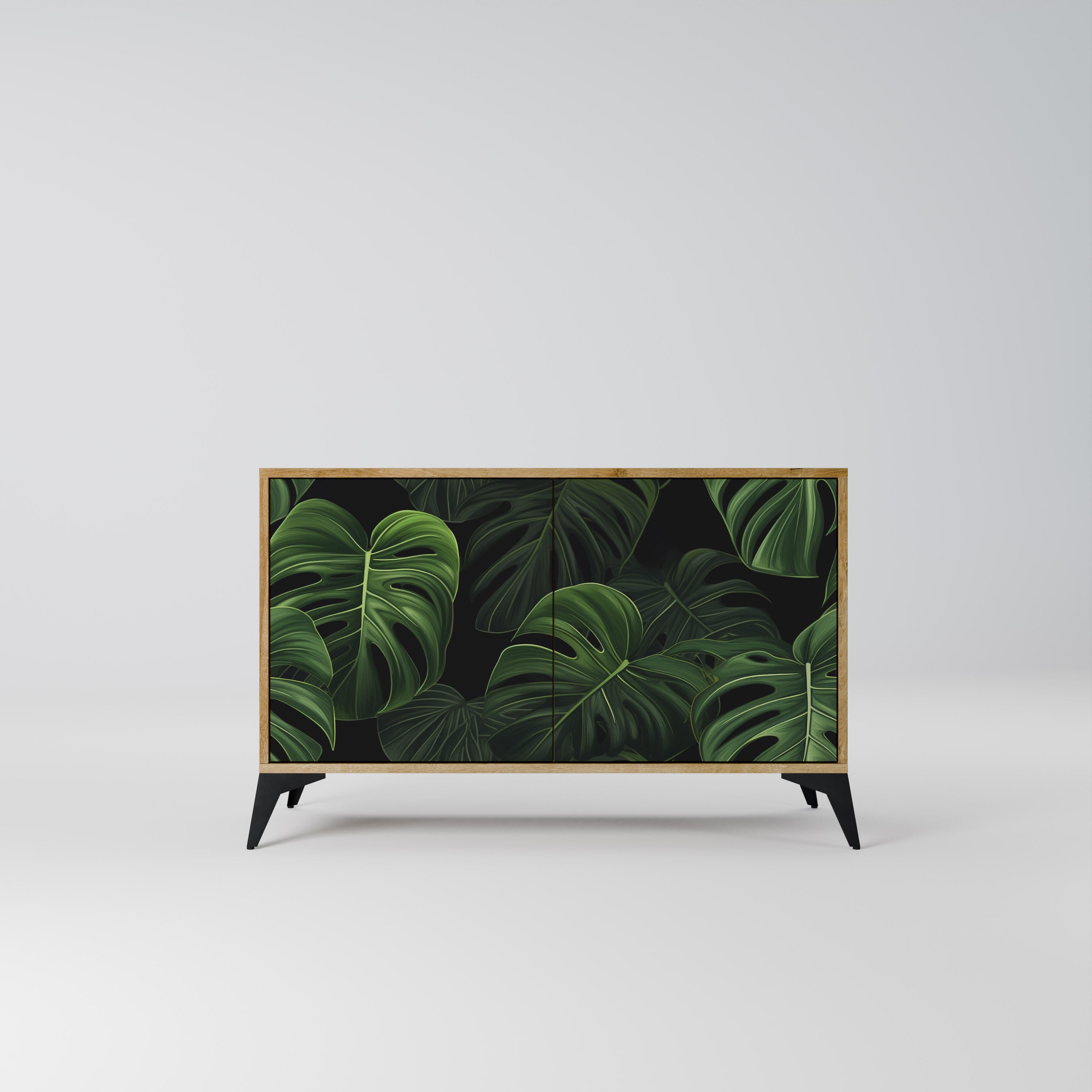 INFINITE MONSTERA 2-dörrars skänk i ekeffekt