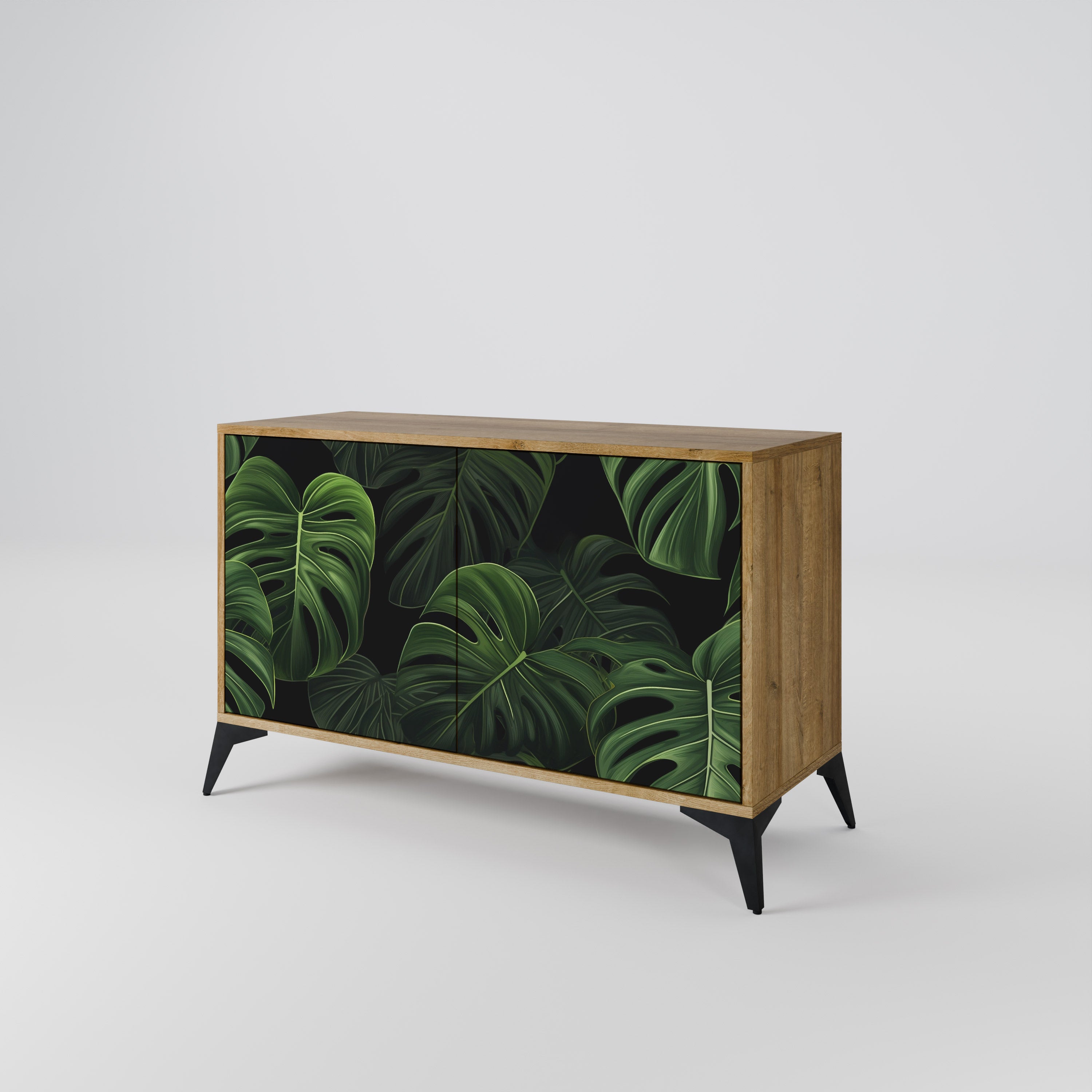 INFINITE MONSTERA 2-dörrars skänk i ekeffekt