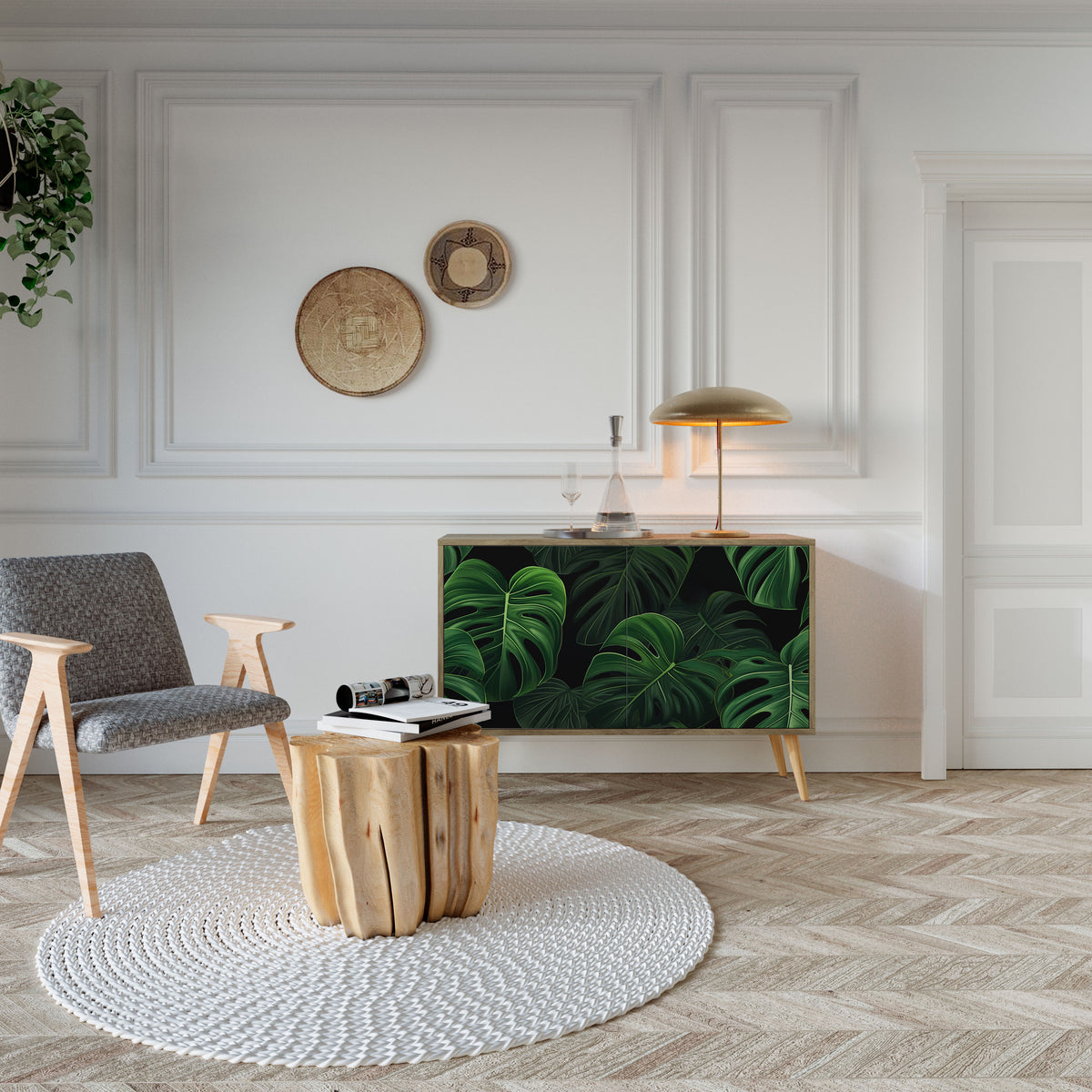 INFINITE MONSTERA Skänk med två dörrar