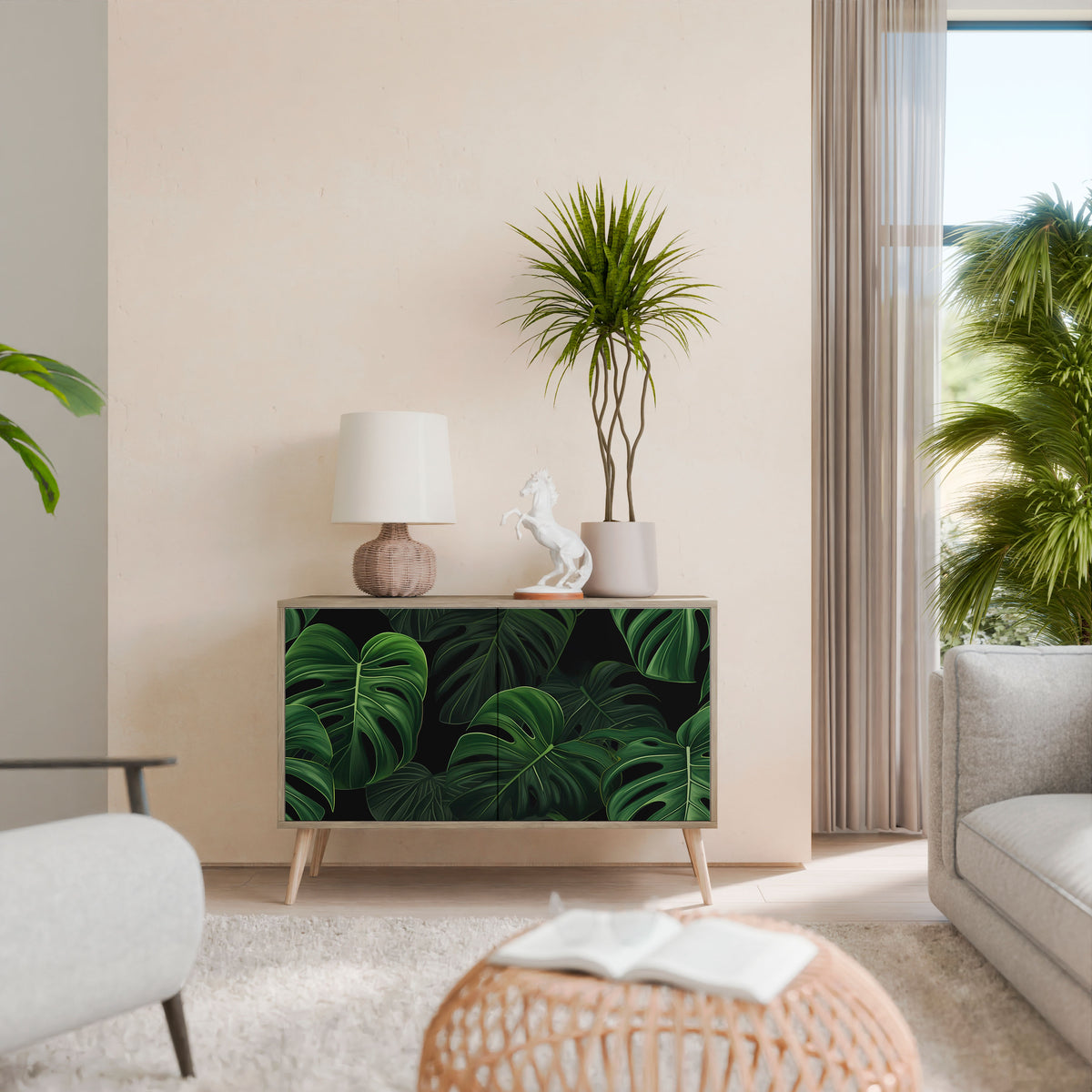 INFINITE MONSTERA Skänk med två dörrar