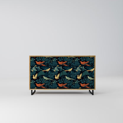 FOWL ORNAMENT 2-dörrars skänk i ekeffekt