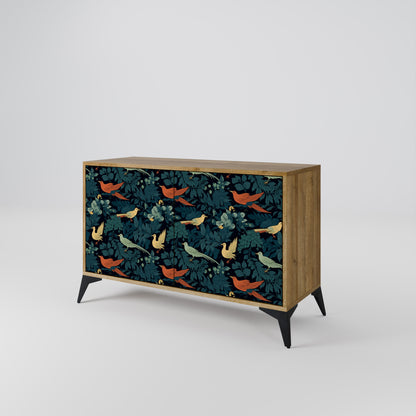 FOWL ORNAMENT 2-dörrars skänk i ekeffekt