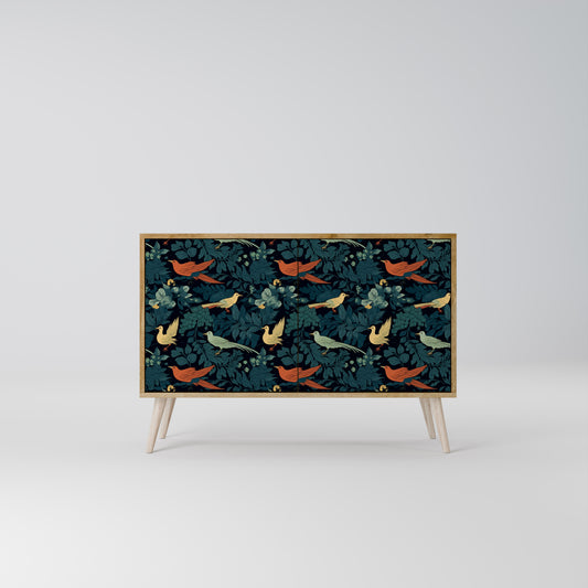 FOWL ORNAMENT 2-dörrars skänk i ekeffekt
