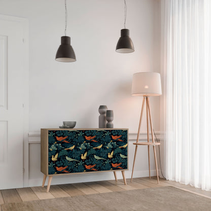 FOWL ORNAMENT 2-dörrars skänk i ekeffekt