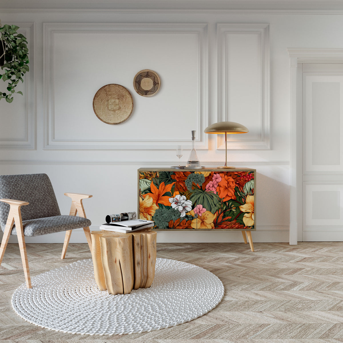 RADIANT FLORA Skänk med två dörrar
