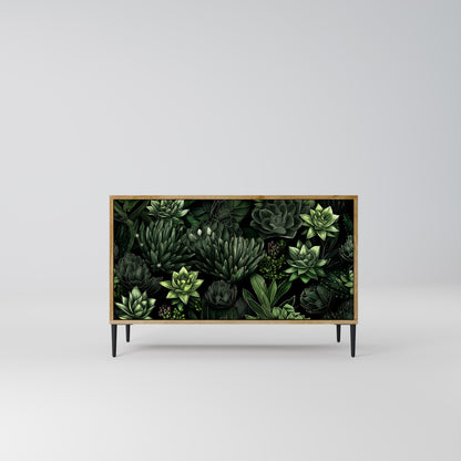 SUCCULENT JUNGLE 2-dörrars skänk i ekeffekt