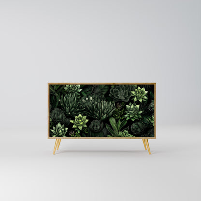SUCCULENT JUNGLE 2-dörrars skänk i ekeffekt