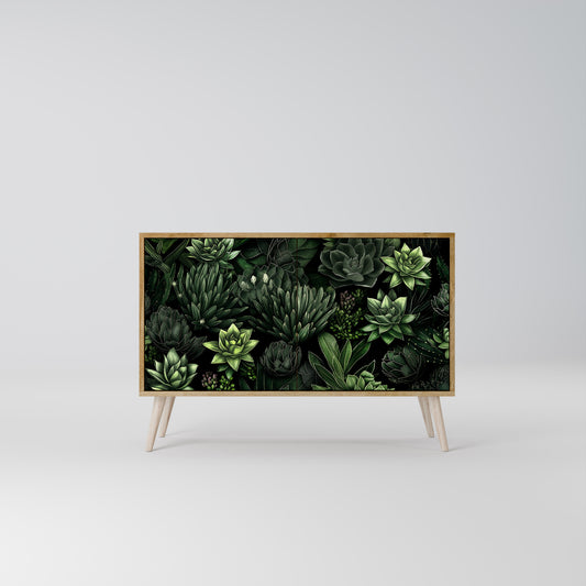 SUCCULENT JUNGLE 2-dörrars skänk i ekeffekt