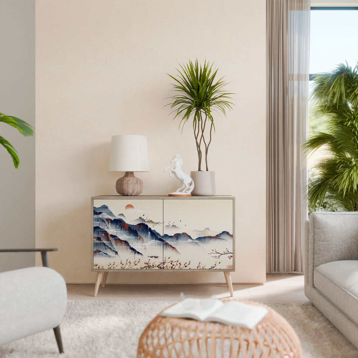 JAPANESE LANDSCAPE Skänk med två dörrar