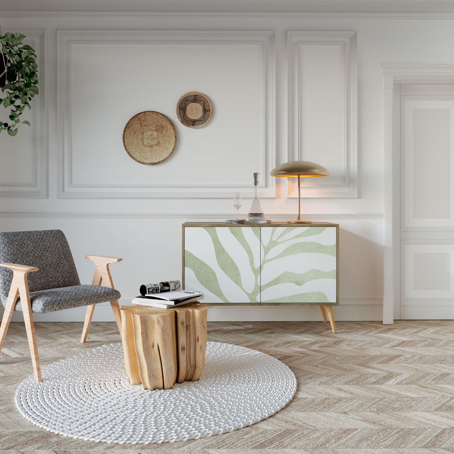 BOTANICAL SPARK 2-dörrars skänk i ekeffekt