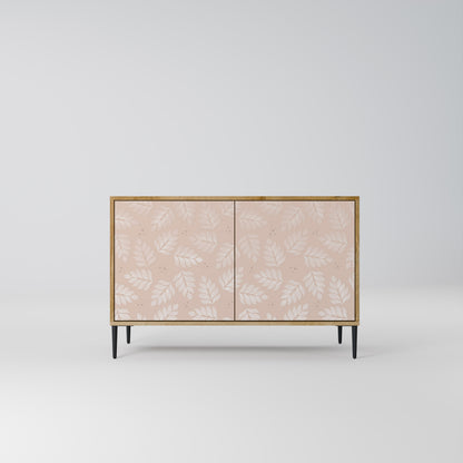 LÖV PÅ BEIGE 2-dörrars skänk i ekeffekt