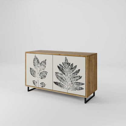 LEAFY STAMPS 2-dörrars skänk i ekeffekt