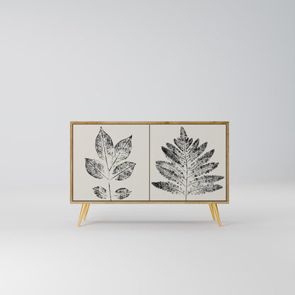 LEAFY STAMPS 2-dörrars skänk i ekeffekt