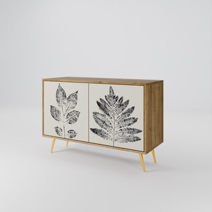 LEAFY STAMPS 2-dörrars skänk i ekeffekt