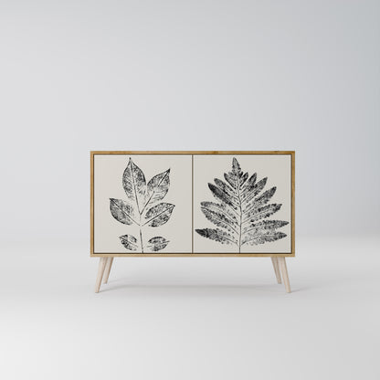 LEAFY STAMPS 2-dörrars skänk i ekeffekt