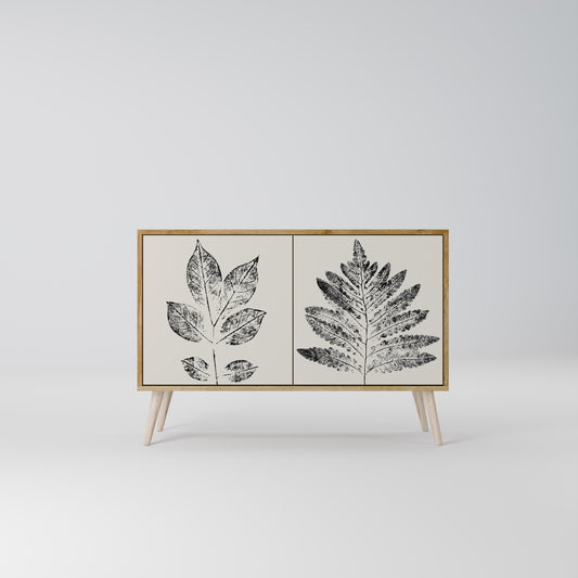 LEAFY STAMPS 2-dörrars skänk i ekeffekt