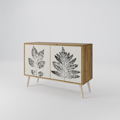 LEAFY STAMPS 2-dörrars skänk i ekeffekt