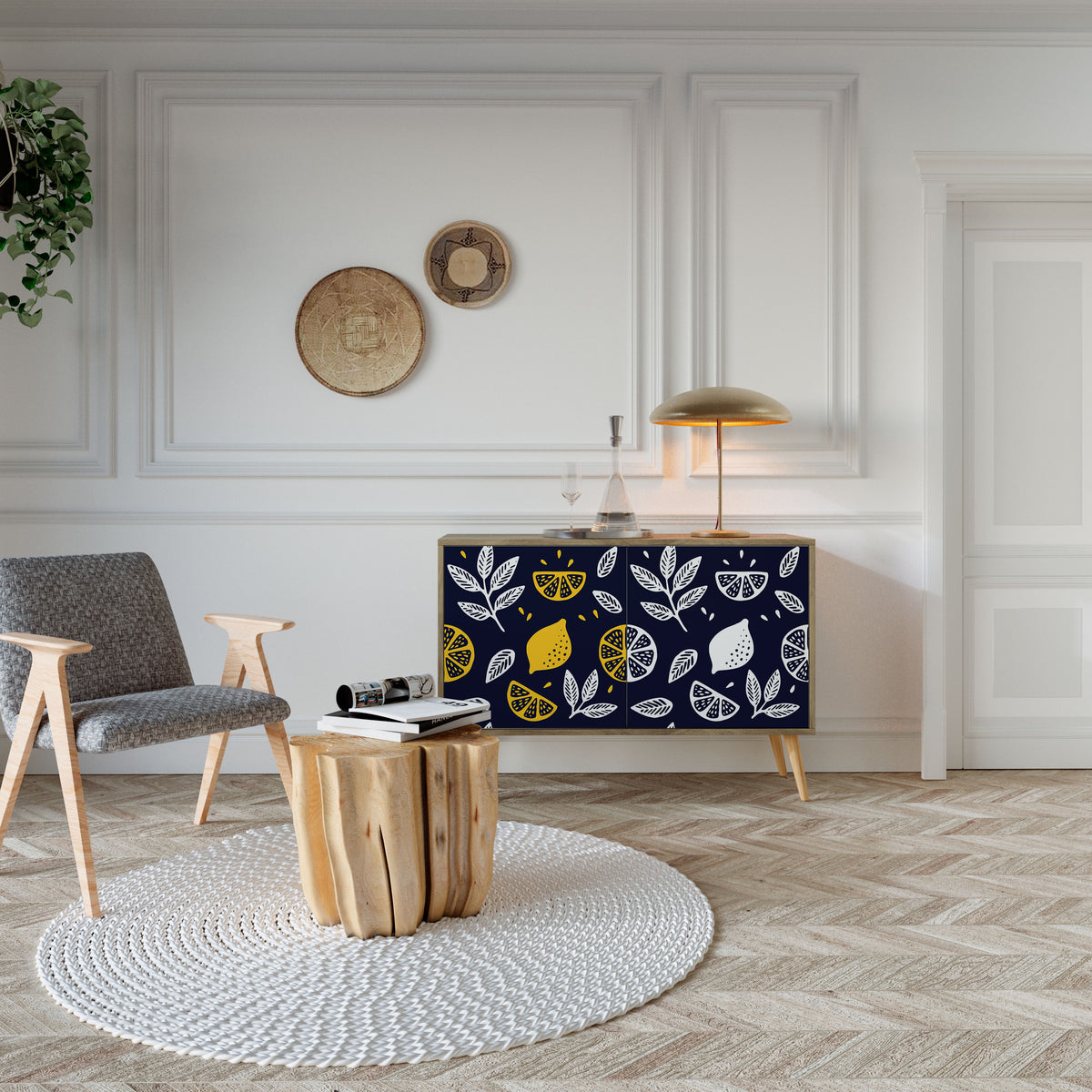 CITRUS BLACK AND WHITE Skänk med två dörrar
