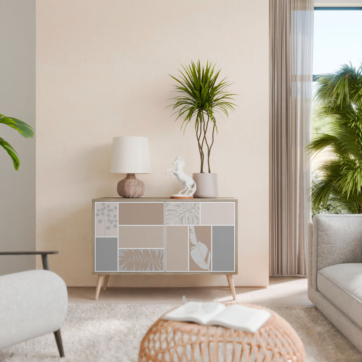 TROPICAL SHAPES Skänk med två dörrar