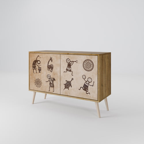 AFRICAN STYLE 2-Door Sideboard in Oak Effect