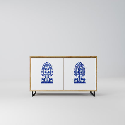 POLISH FOLK ART 2-dörrars skänk i ekeffekt