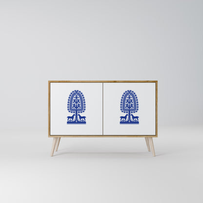 POLISH FOLK ART 2-dörrars skänk i ekeffekt