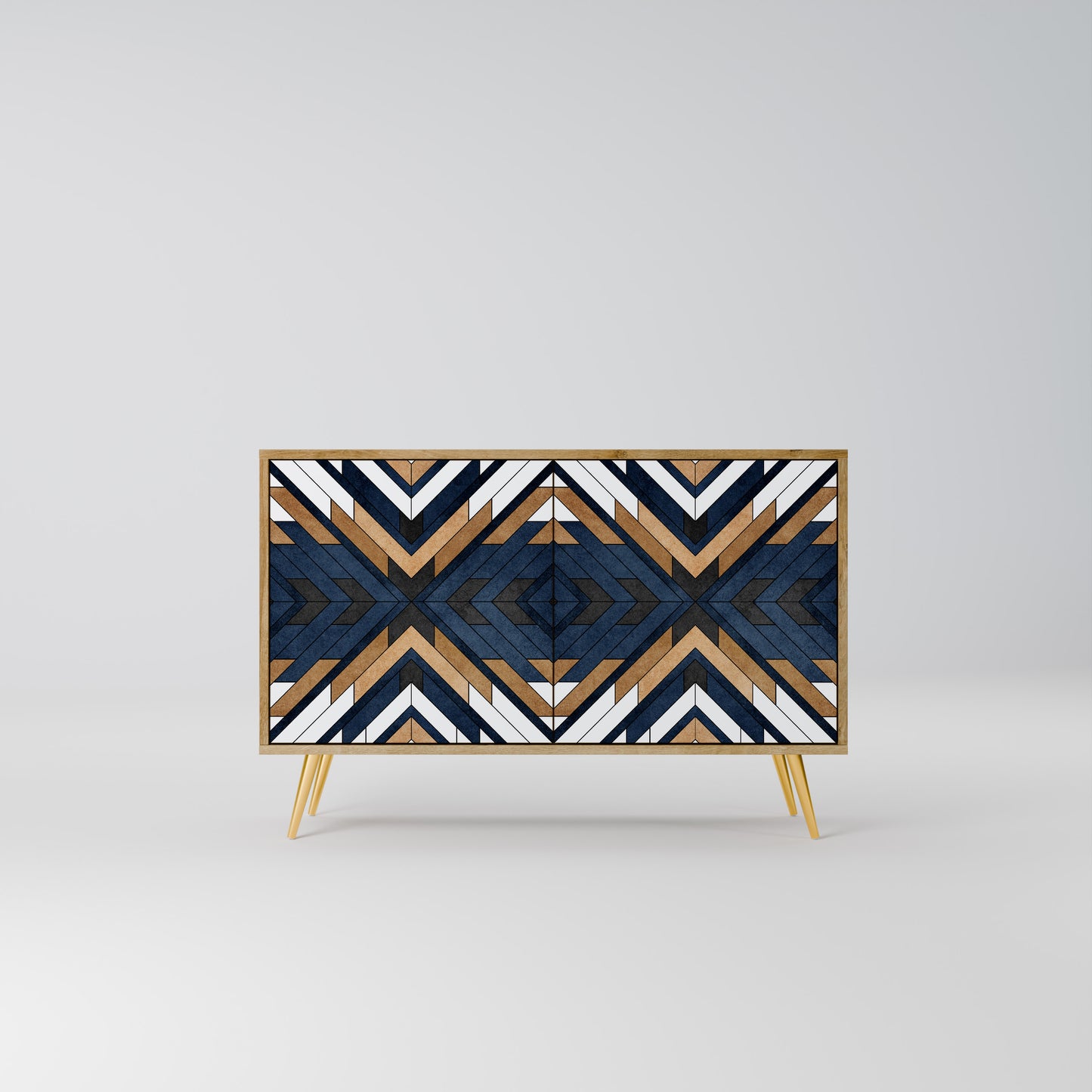 ARTFUL GEOMETRY 2-dörrars skänk i ekeffekt