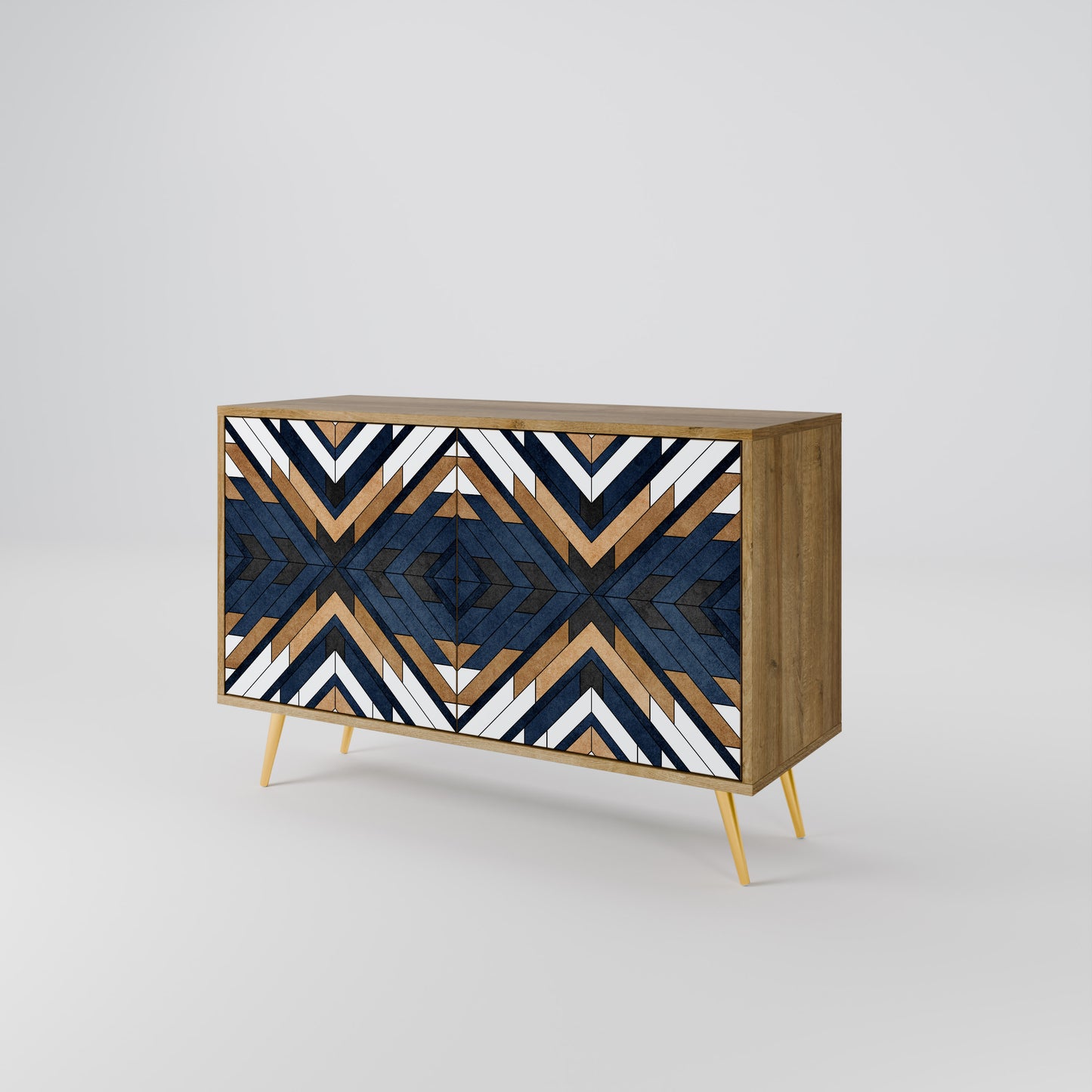 ARTFUL GEOMETRY 2-dörrars skänk i ekeffekt