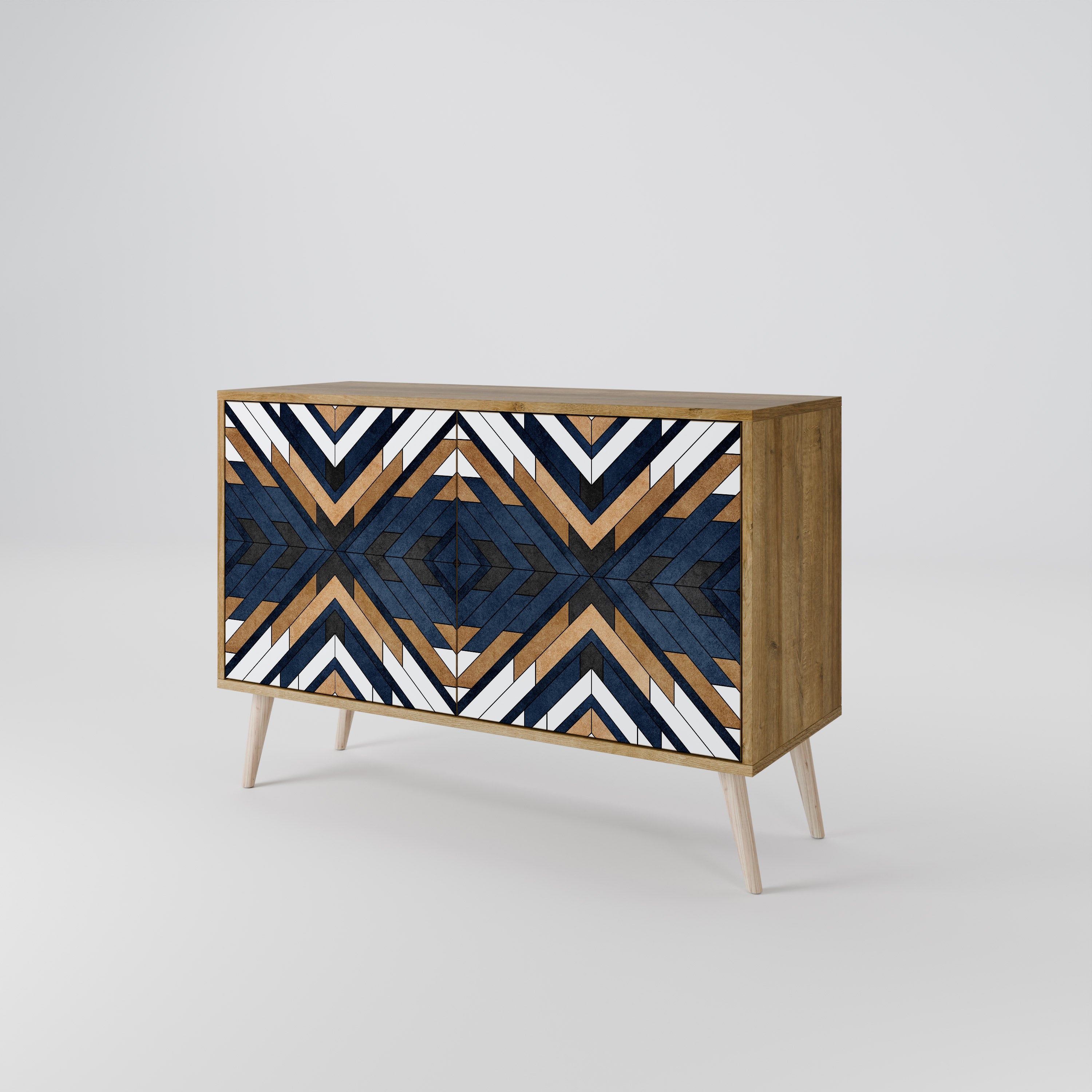 ARTFUL GEOMETRY 2-dörrars skänk i ekeffekt