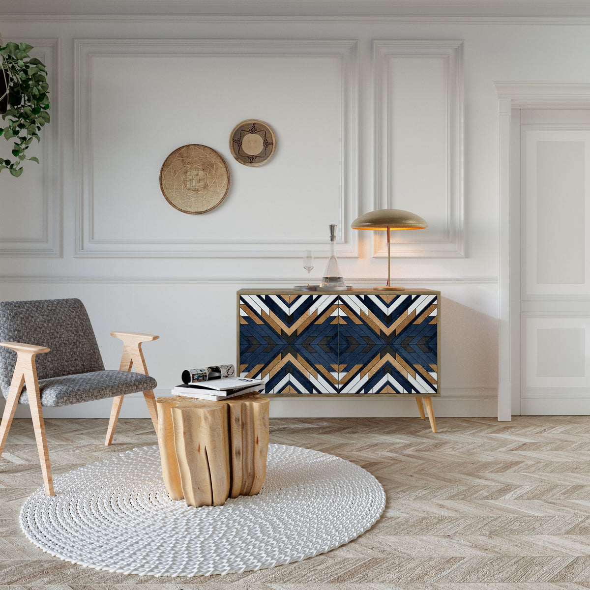 ARTFUL GEOMETRY Skänk med två dörrar