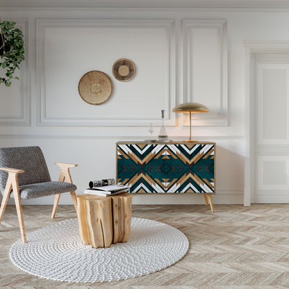 KONSTNÄRLIG GEOMETRI 2-dörrars skänk i ekeffekt