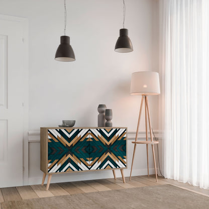 KONSTNÄRLIG GEOMETRI 2-dörrars skänk i ekeffekt