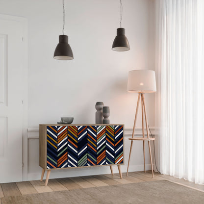 VIBRANT PATCHWORK 2-dörrars skänk i ekeffekt