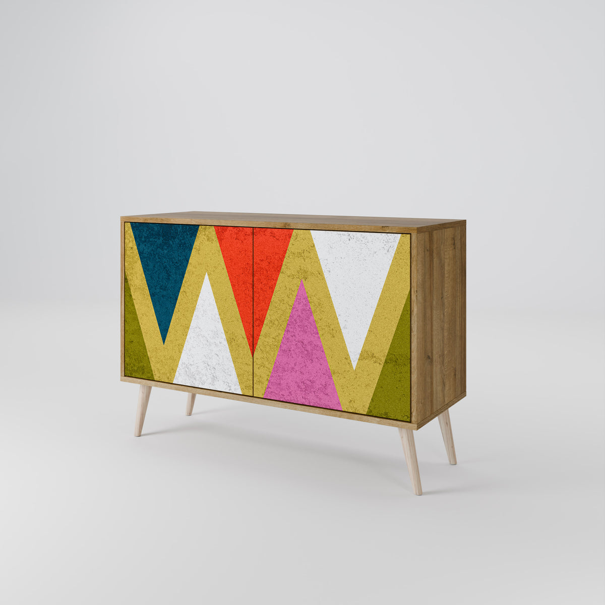 COLORFUL TRIANGLES Skänk med två dörrar