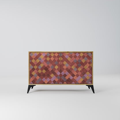PAINTED SQUARES 2-Dörrars skänk i ekeffekt