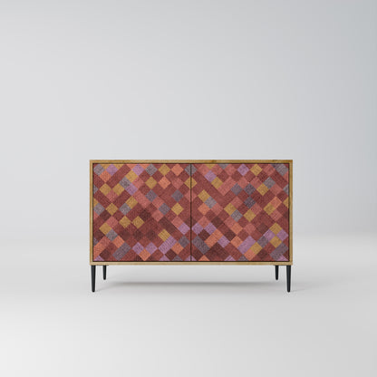 PAINTED SQUARES 2-Dörrars skänk i ekeffekt