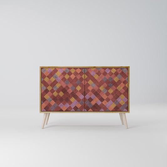 PAINTED SQUARES 2-Dörrars skänk i ekeffekt
