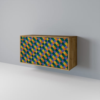 PAINTED SQUARES MIX Skänk med två dörrar