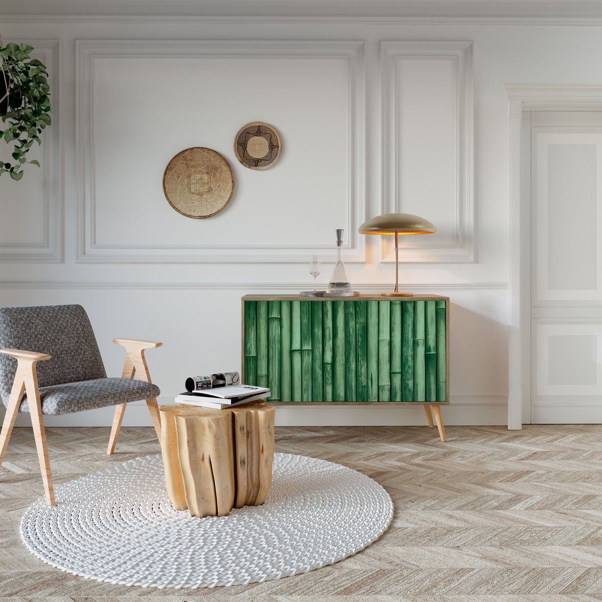 NATURAL GREEN 2-Door Sideboard